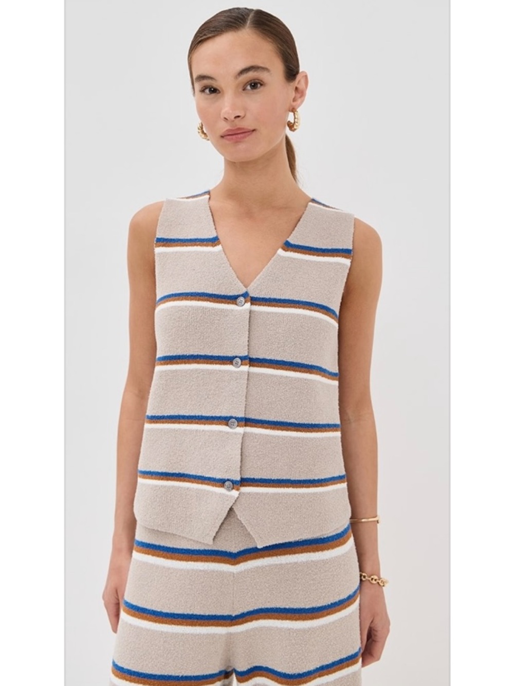 Shopbop LE BOP Beige Stripe Knit Vest Size Medium